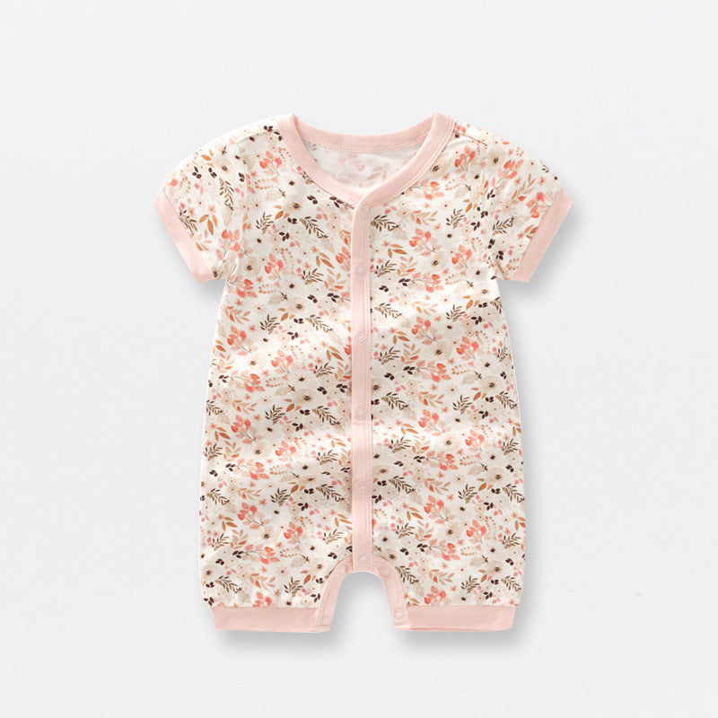 Bamboo Fiber Baby Jumpsuit Short Sleeve Thin Onesie