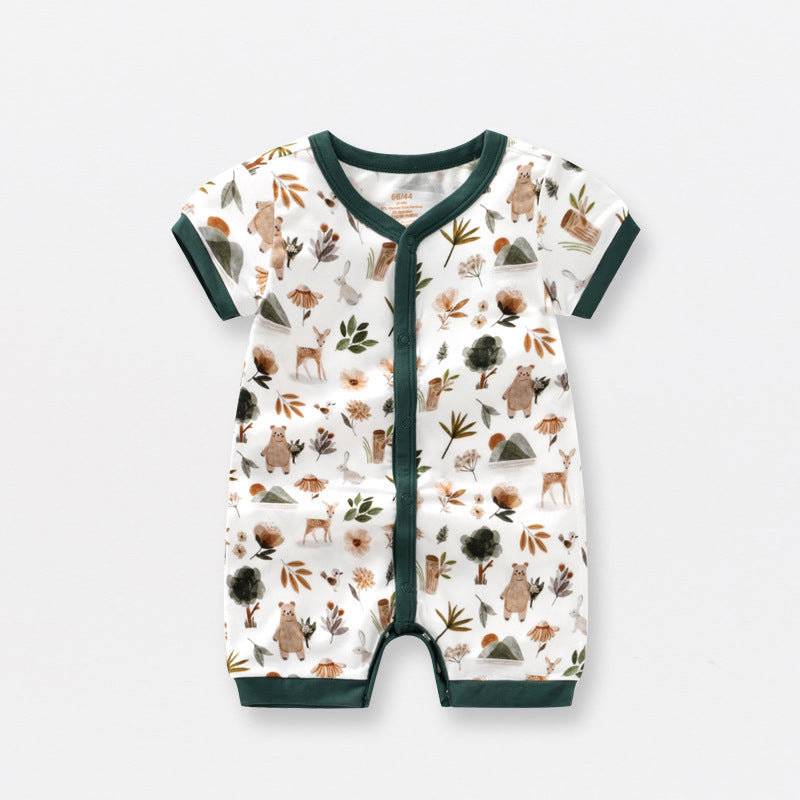 Bamboo Fiber Baby Jumpsuit Short Sleeve Thin Onesie