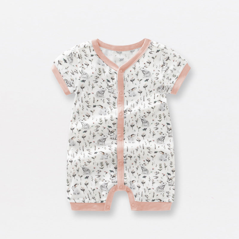 Bamboo Fiber Baby Jumpsuit Short Sleeve Thin Onesie