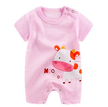 Baby Short Sleeve Cartoon Print Romper